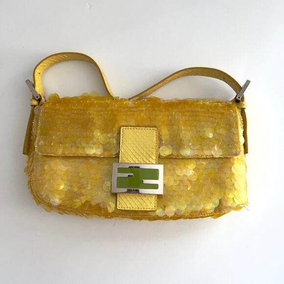 Vintage Fendi Yellow sequin Baguette - Picture 12 of 12